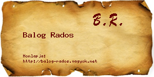 Balog Rados névjegykártya